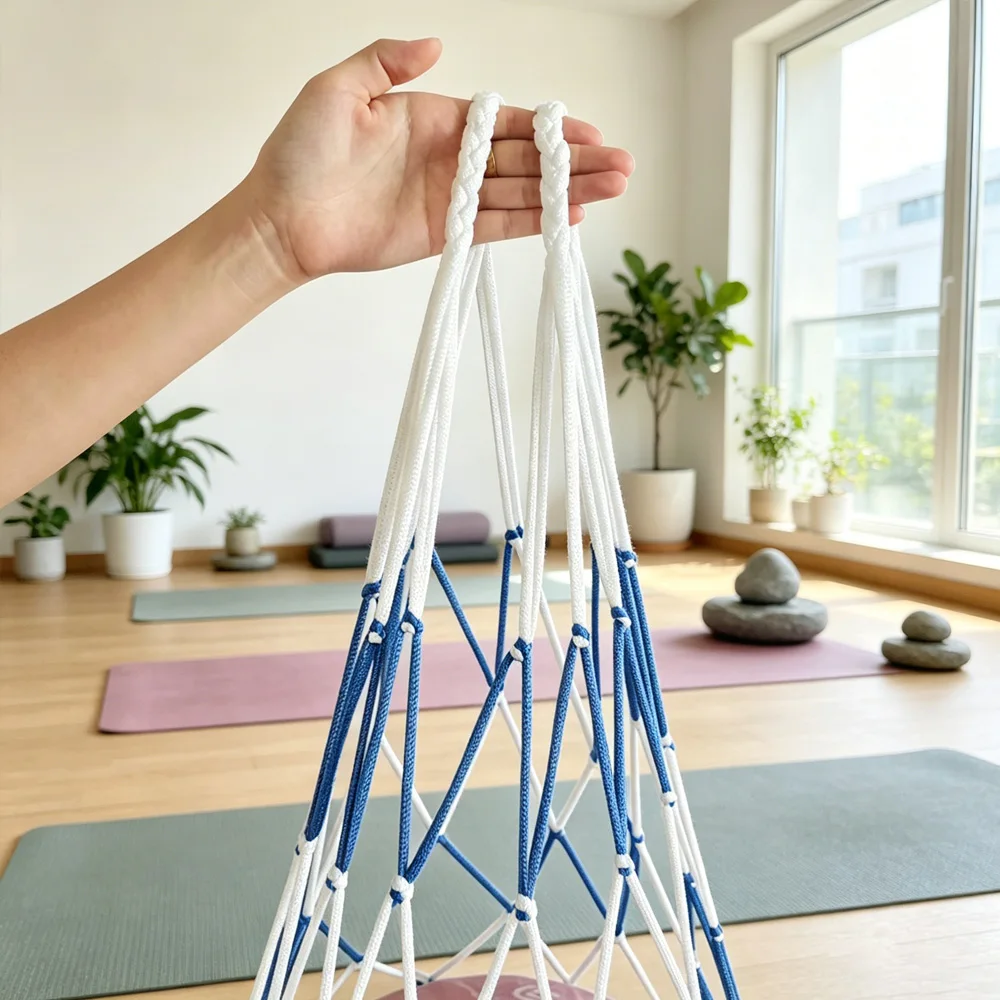 Yoga-Ball Aufbewahrungsnetz, Nylon-Tragetasche für Fitnessbälle, Tragbarer Hängender Ballhalter – Detail 4