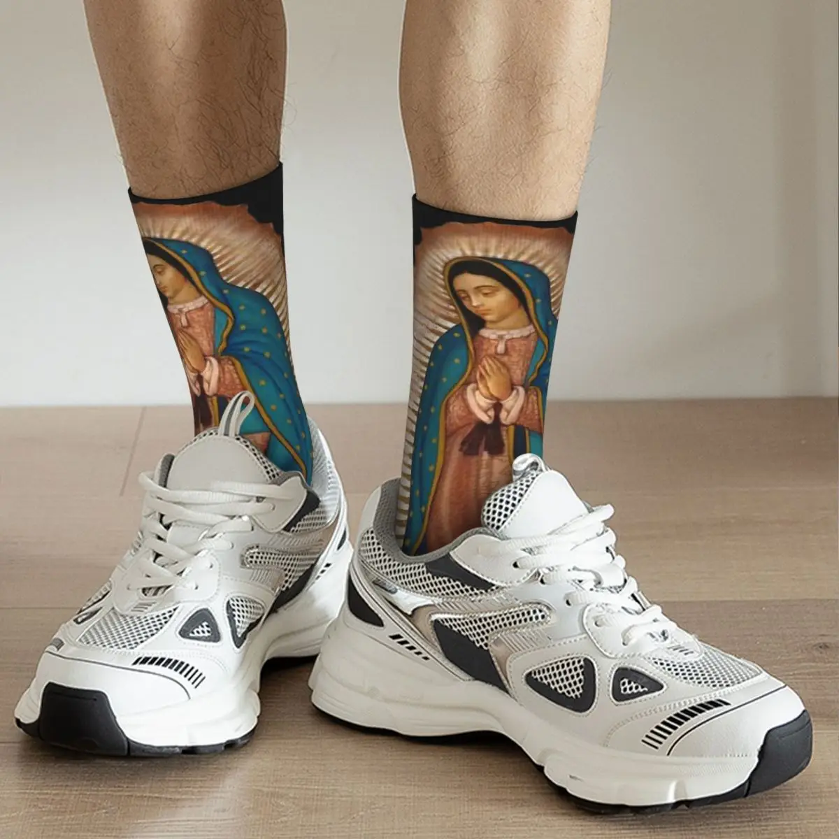 Lady Of Guadalupe Virgin Mary cosy Unisex Socks,Warm Happy 3D printing Socks,Street Style Crazy Sock