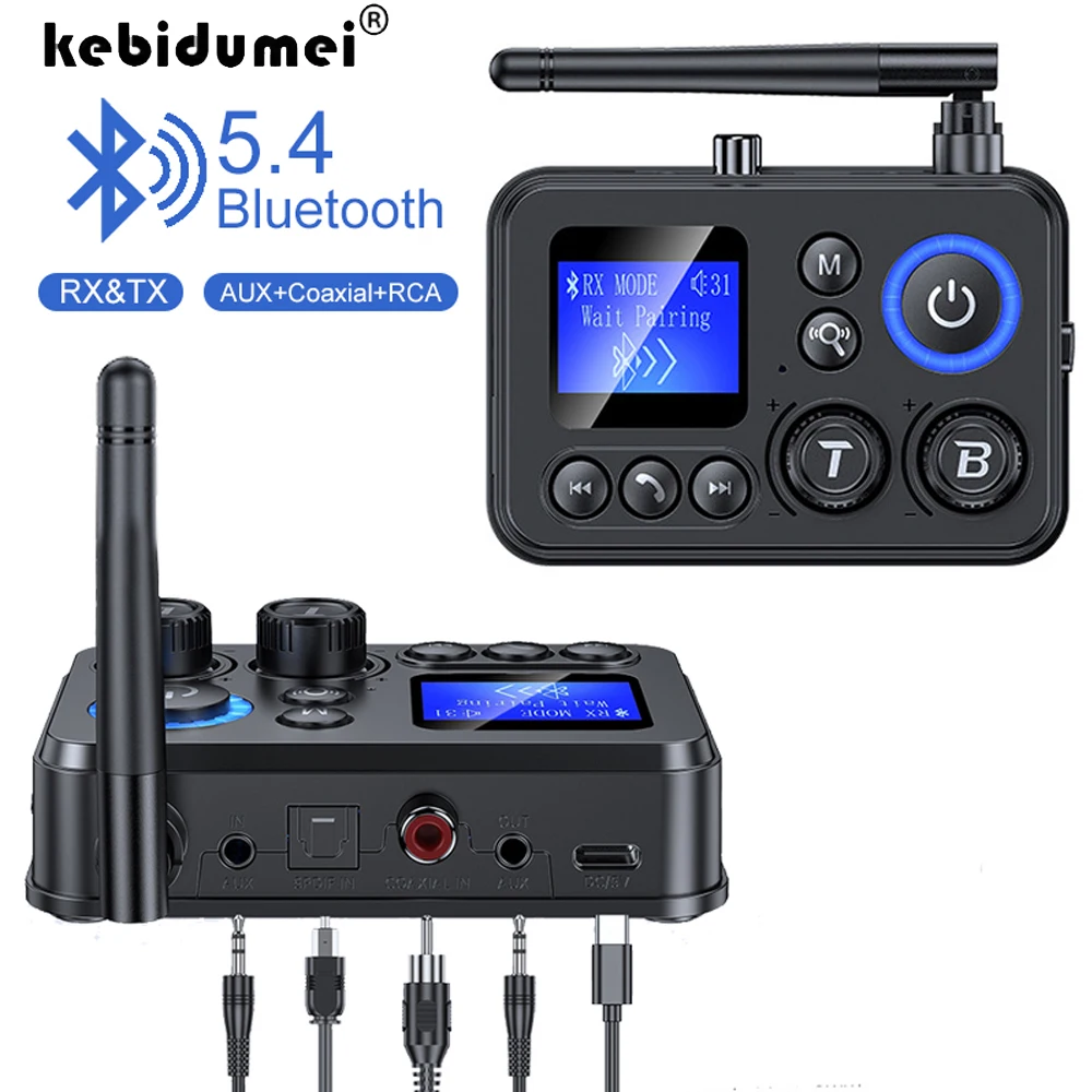 

Приемник Bluetooth 5,4, передатчик, поддержка TF/U-Disk Play, разъем AUX 3,5 мм, оптический/коаксиальный беспроводной аудиоадаптер для ТВ, автомобильный комплект