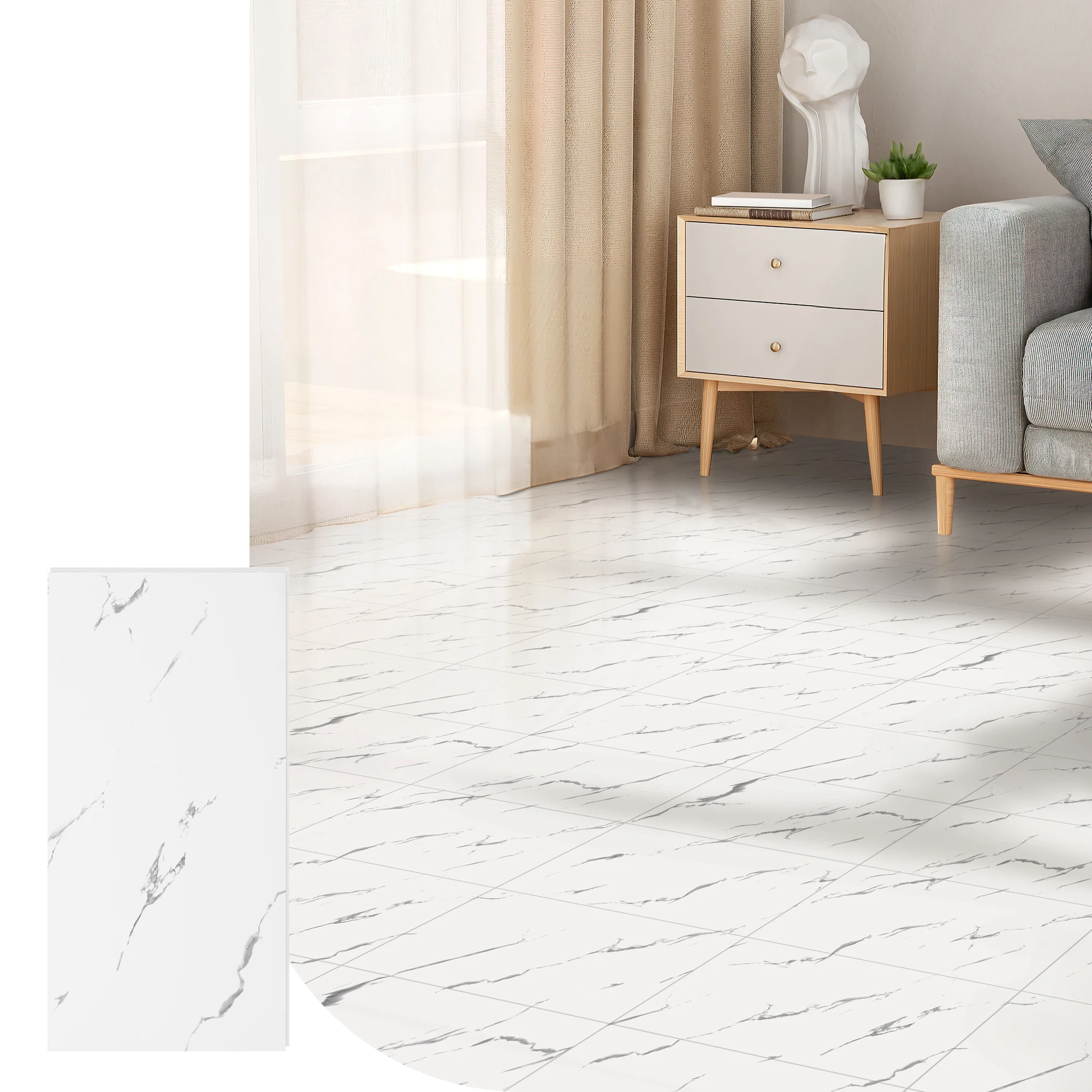 Art3d 12Pack 24''x12'' Click-lock Vinyl Plank Flooring marble grain texture Look,covers 24 Sq.ft