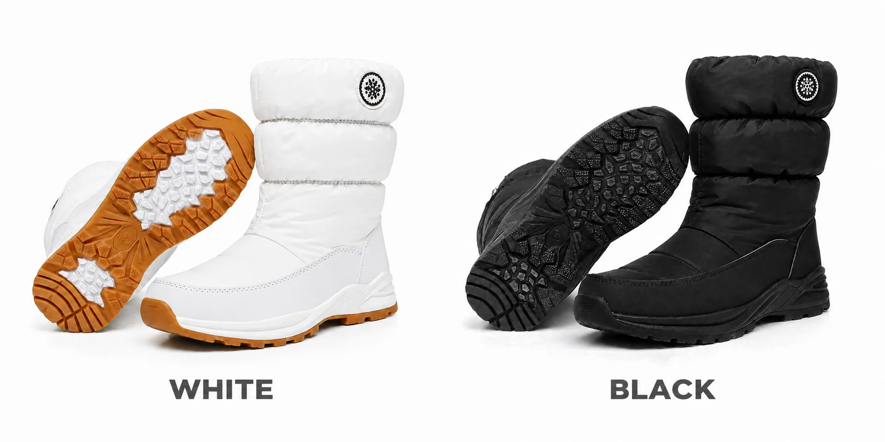 Damen Winter-Schneestiefel Wasserdicht Warm Gefüttert mit Fell Rutschfest Halbhohe Stiefel mit Reißverschluss Outdoor-Wanderschuhe Weihnachts- und Neujahrsgeschenk – Detail 2