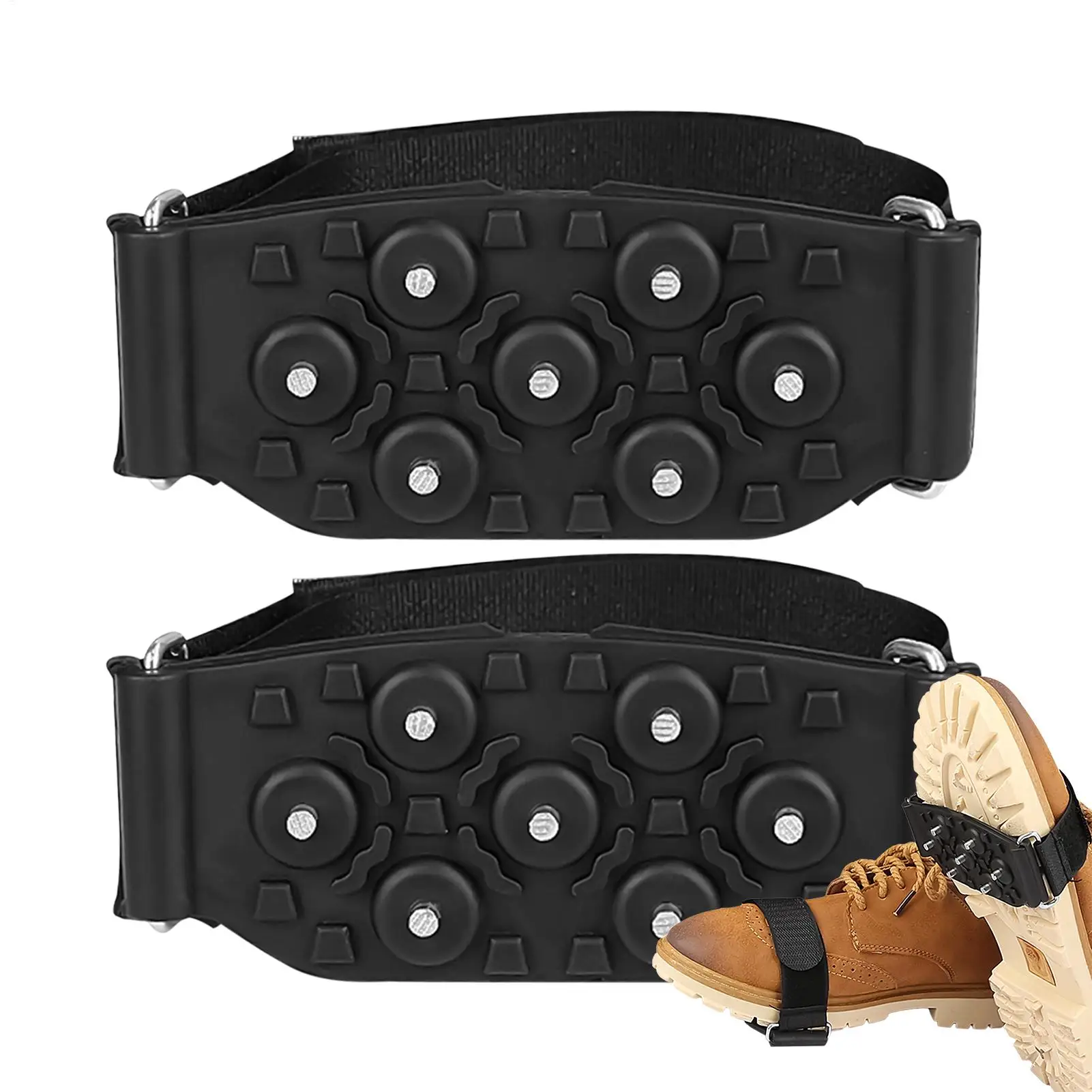 

Ice Crampons Anti-Slip Crampon Snow Grippers with Adjustable Strap Ice Snow Traction Cleats for Hiking Climbing Fishing Walking