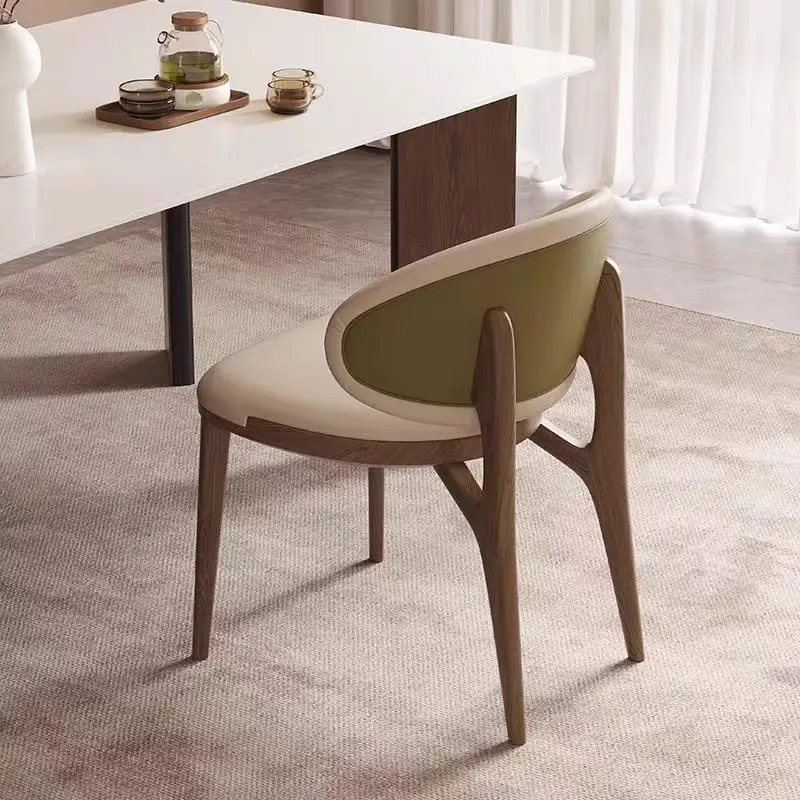 xx-Italian Modern Design Dining Chairs Light Luxury Chair for Household Wooden Leg Micro Fiber Leather Dining Room Chairs*
