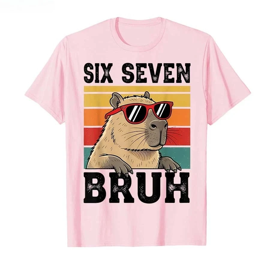 Six Seven Bruh Meme Lustiges Capybara T-Shirt für Frauen Kurzarm-Oberteile Sommer Kurzarm Harajuku Streetwear Tops Tees – Detail 3