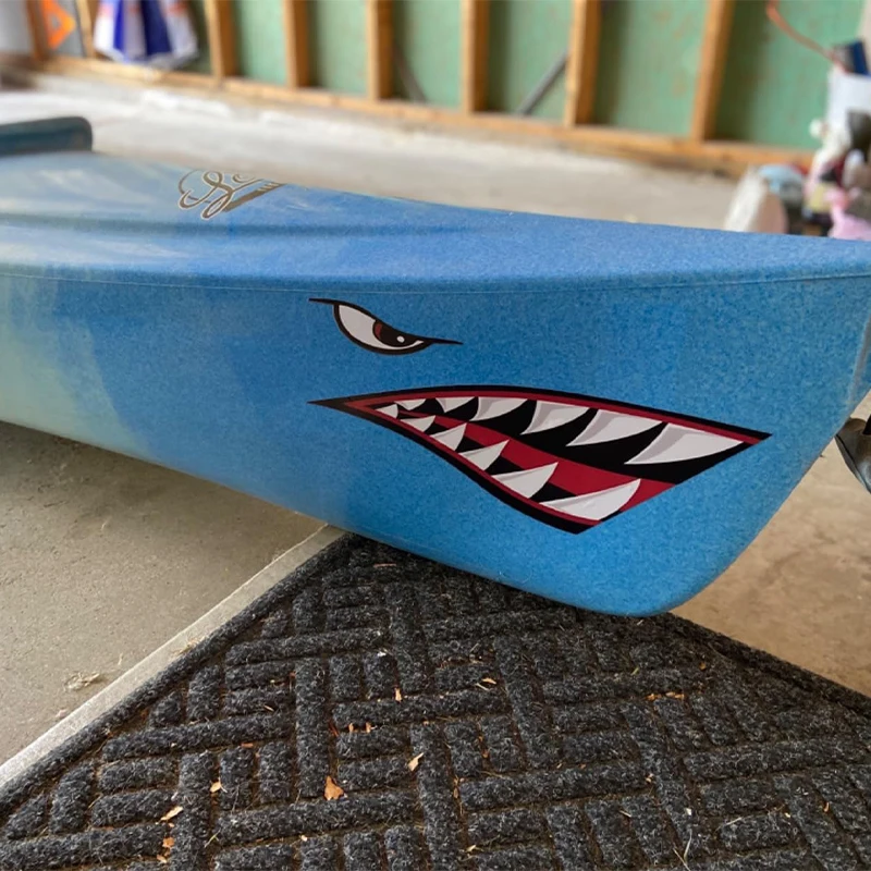 2 قطعة القرش الأسنان الفم قارب ملصقات مقاوم للماء واقية من الشمس DIY بها بنفسك قارب صيد الزورق سيارة شاحنة كاياك الشارات غطاء الخدوش #4