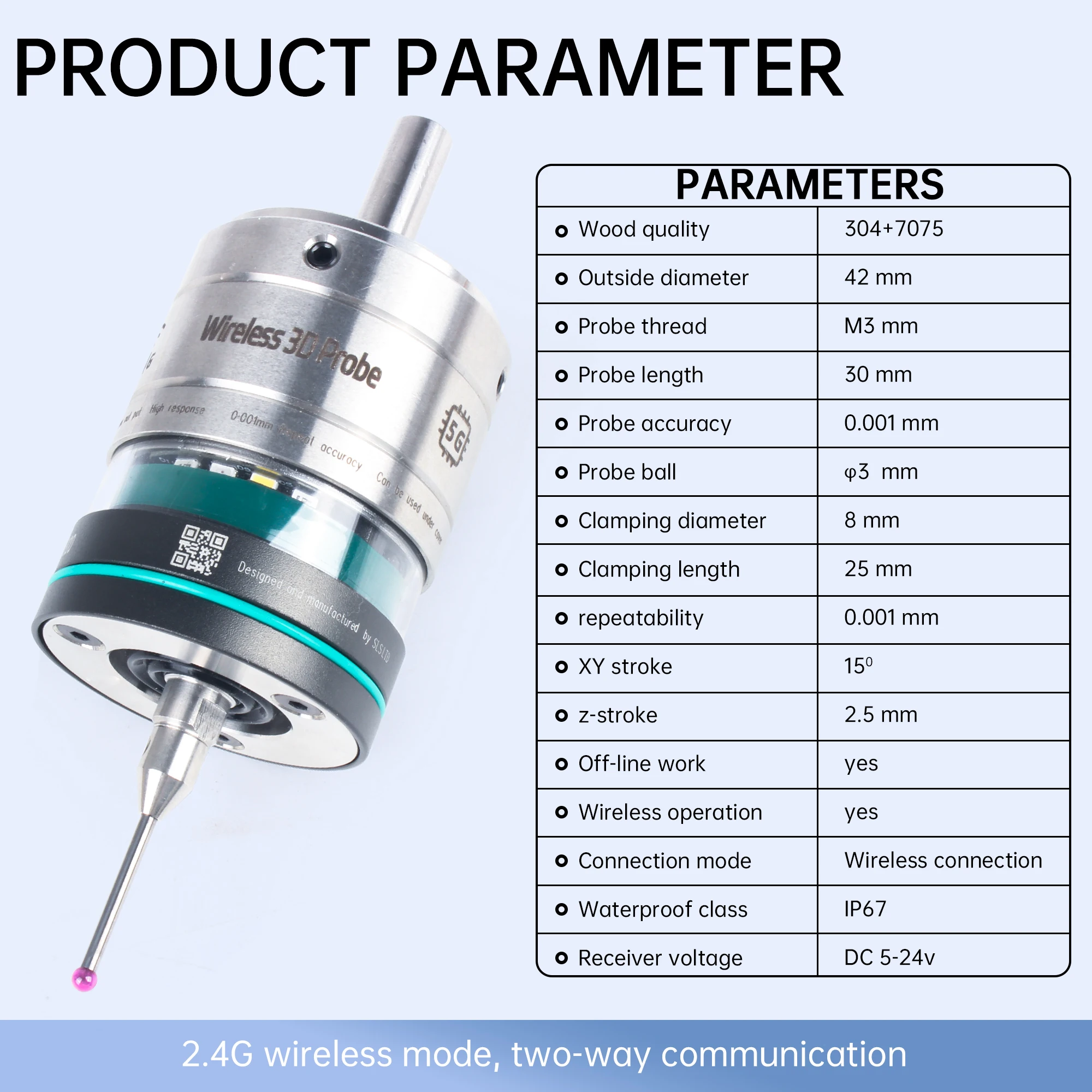 CNC 3D Wireless Edge Finder Precision Z Axis Touch Probe Sensor Three-coordinate Centring Rod Tool Setter GP-800