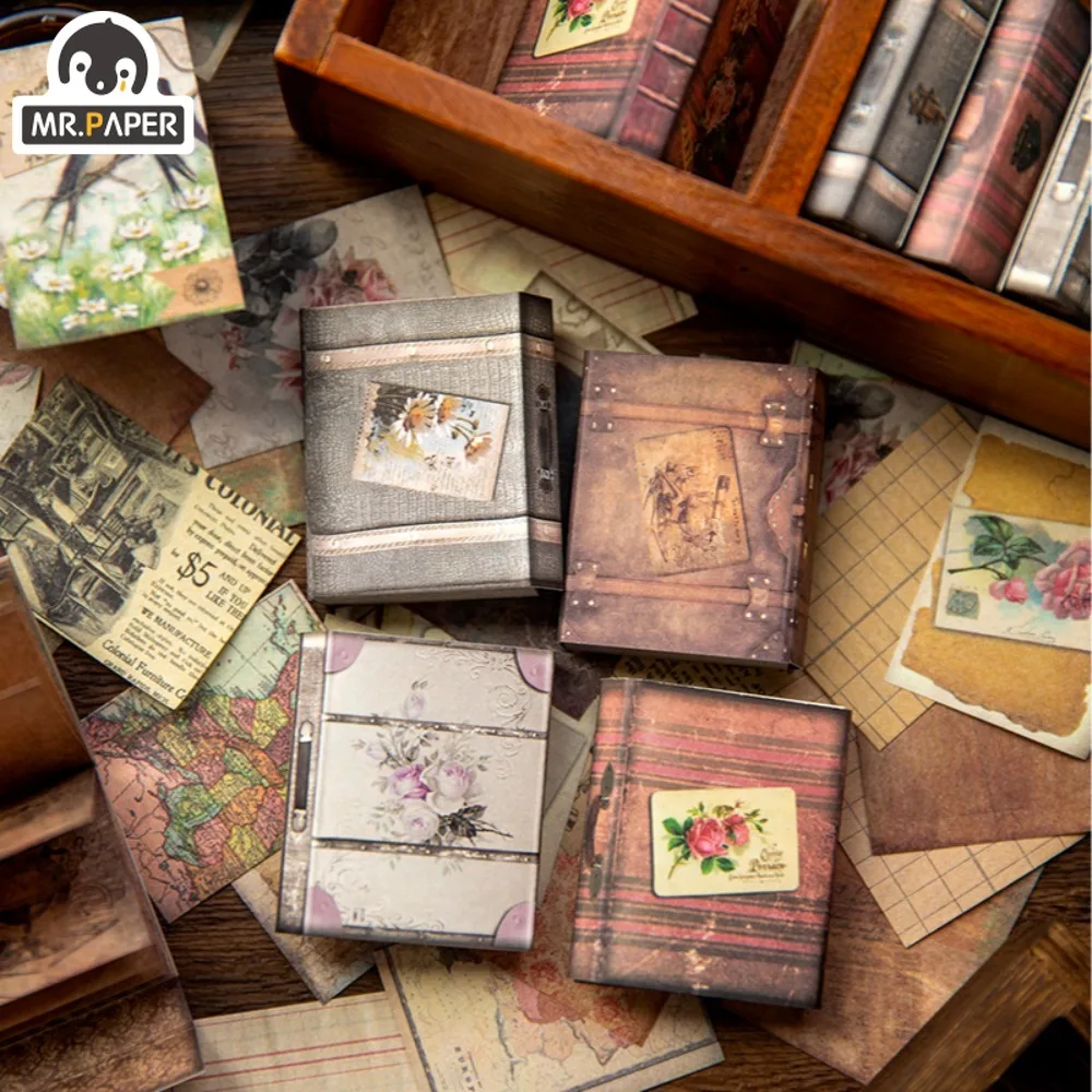 

Mr. Paper Vintage Floral Material Paper Mini Book Creative DIY Handbook Decorative Collage Cardstock Paper 60pcs/book