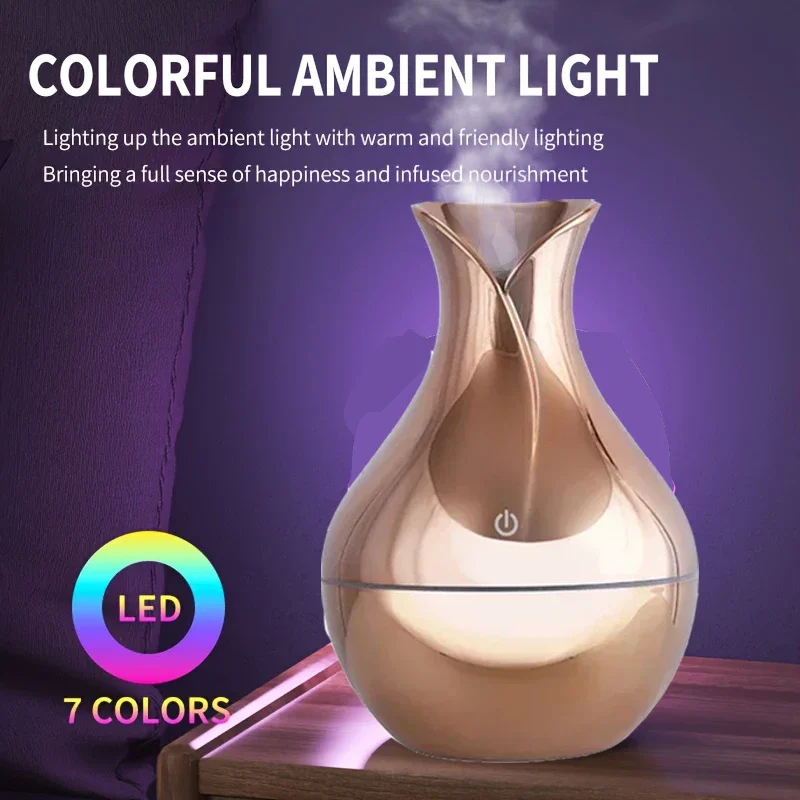 USB AROMA Essential Oil Diffuser อัลตราโซนิก Air Home Humidifier MINI Mist Maker Aroma Diffuser 130ML 7 สีไฟ LED สํานักงาน