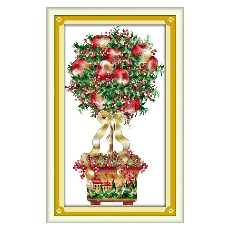 

Набор для вышивки крестом Apple Aida 14ct 11ct с принтом на холсте, вышивка своими руками, рукоделие ручной работы