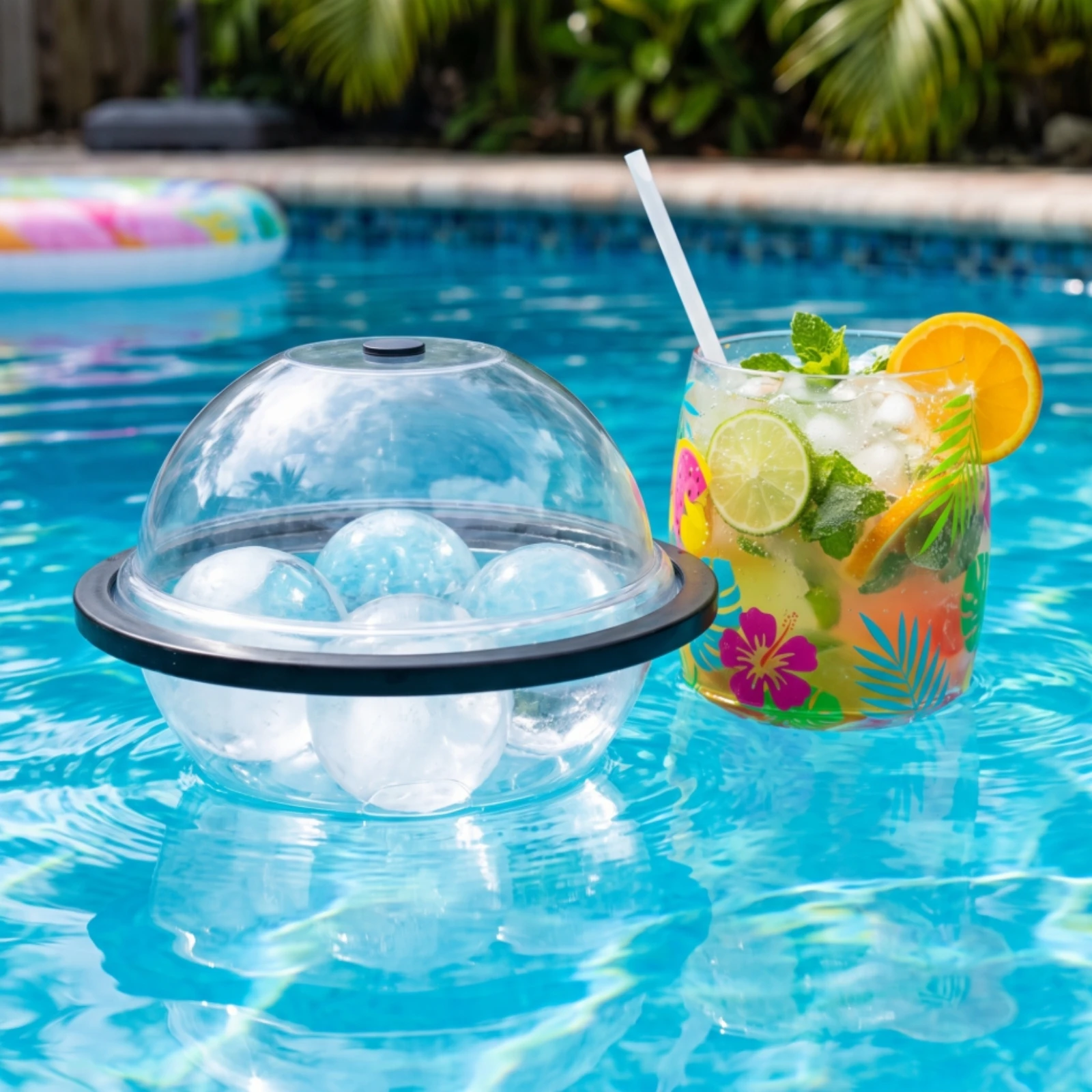 Leakproof Beverage Container Clear Spherical Cup with Silicone Straw Hermetico Globe Drink Holder for Summer Cocktails view 3