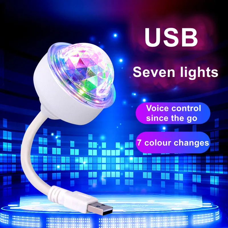 Mini USB RGB LED para coche DJ, luz de escenario portátil para fiesta en casa, Bola de color, bar, Club, luz de efecto de escenario, iluminación móvil