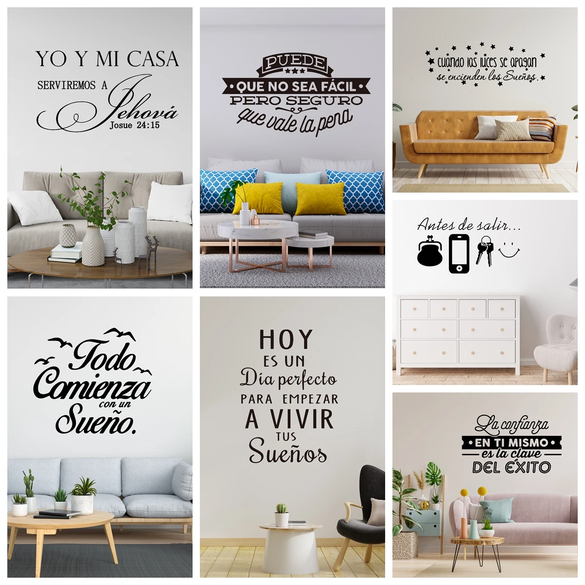 1pc Modern Spain Frase Wall Art Stickers For Home Decor Spanish Sentence Viny Decal For Living Room Wall Sticker