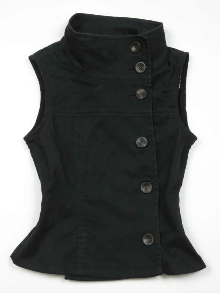 Damska bluzka streetwearowa z golfem, czarna, Harajuku Punk Vintage, zapinana na guziki, estetyka Y2k, dopasowany krój.