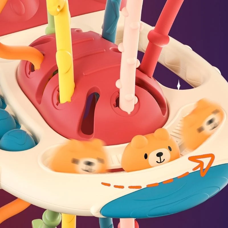 090B Puller Rattle Toy Musical Teether Pull String Child Sensory Chewer Teething Gift