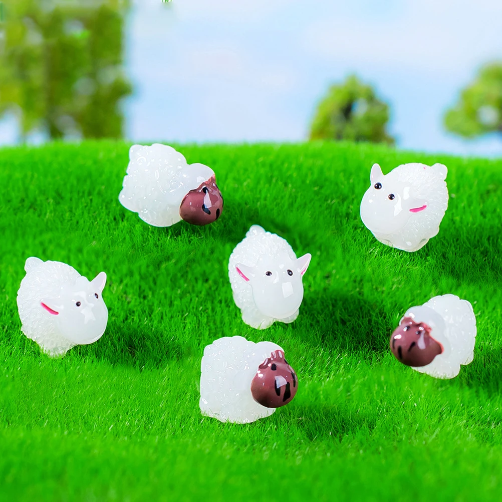 

20pcs Figurine Glow in Dark Resin Statue Resin Sheep Night Light Decor Mini Sheep Decor Garden Desk Yard Art Craft