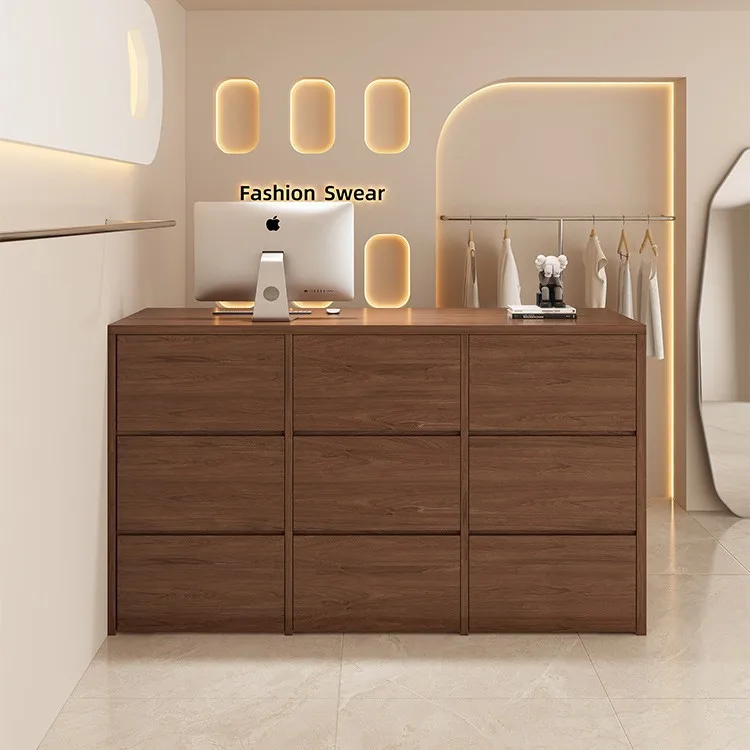 Clothing store checkout page Light luxury high-end bar counter Retro women's clothing store Small Nakajima counter Reception