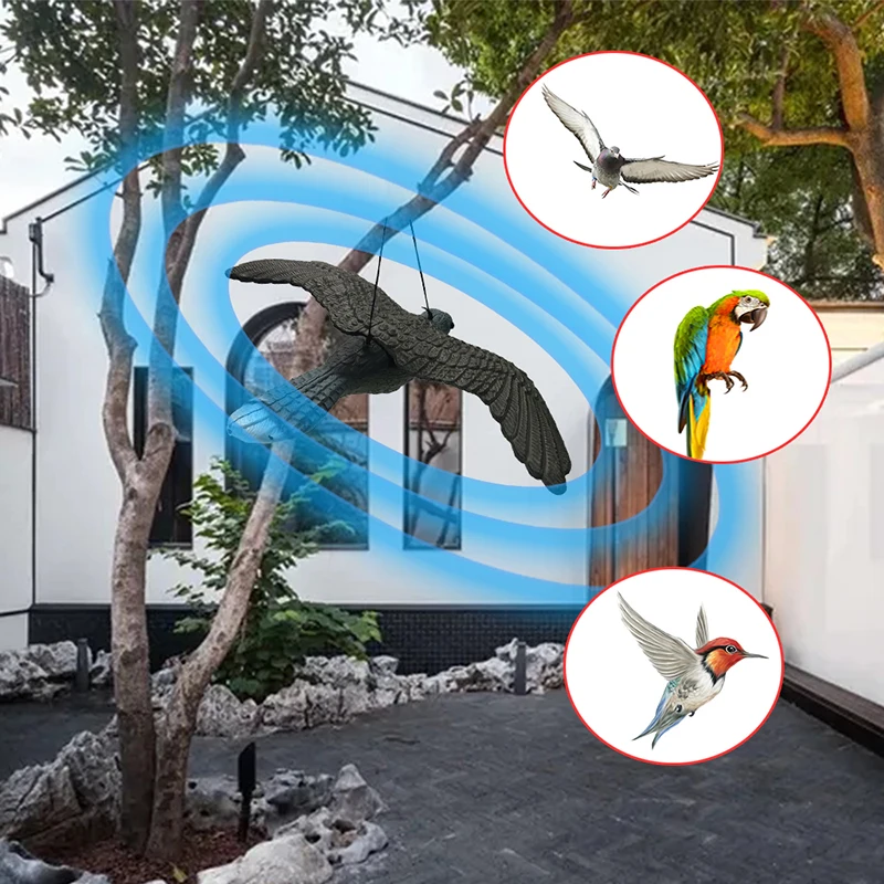 New Outdoor Plastic Flying Raven Hawk Bird Deterrent Scarecrow Hunting Decoy view 3