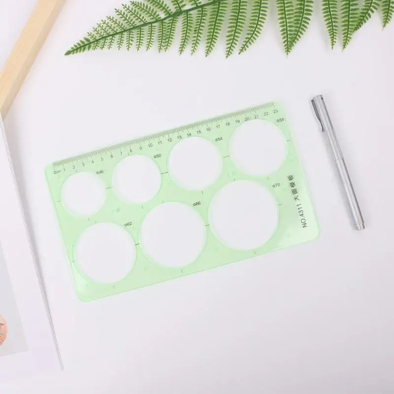 W89C 플라스틱 원의 기하학적 템플릿 통치자 스텐실 측정 도구 학생 핫
