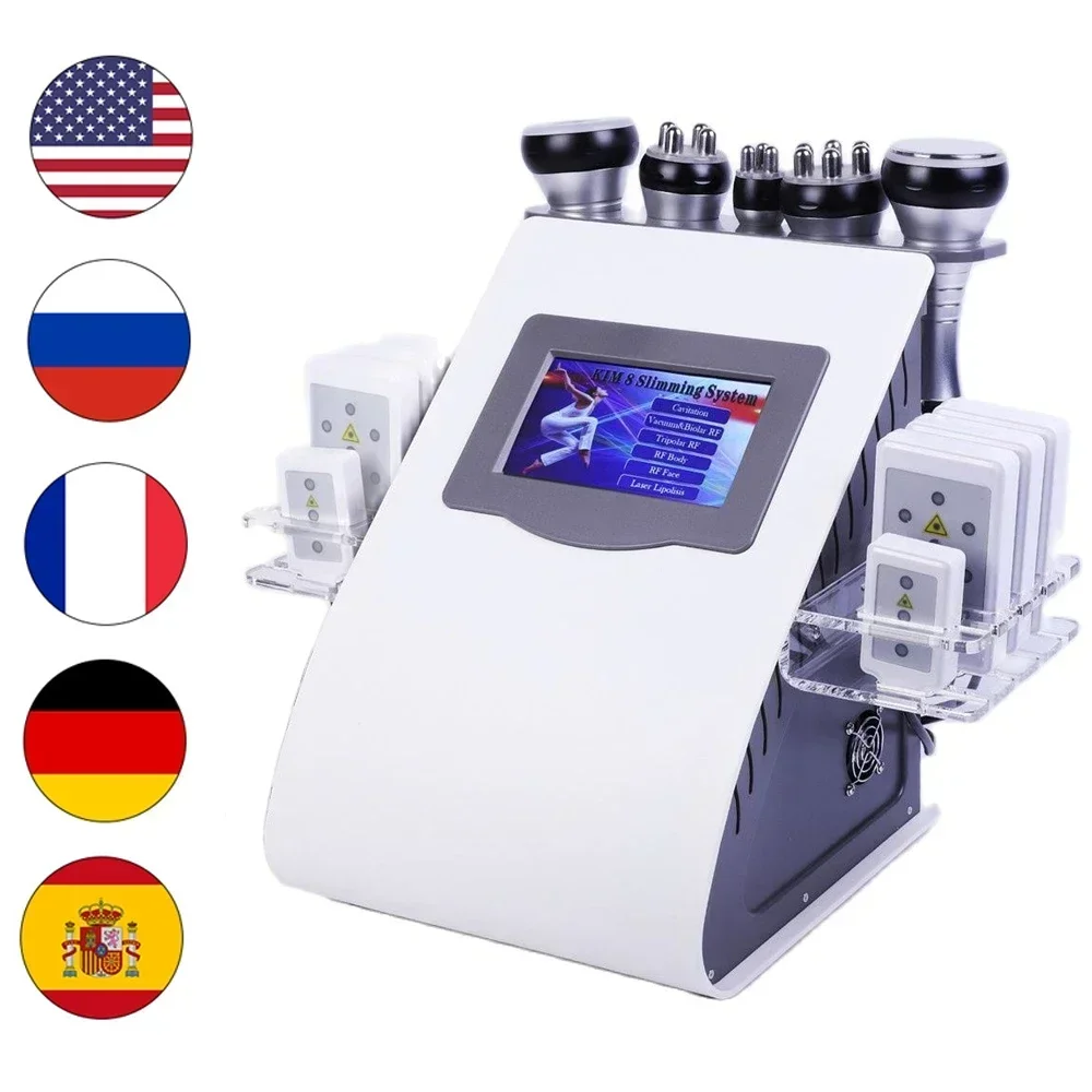 

New Arrival 6 in 1 40K Ultrasonic Cavitation Vacuum Radio Frequency Laser Lipo Laser Slimming Machine for Home Use Body Shaper