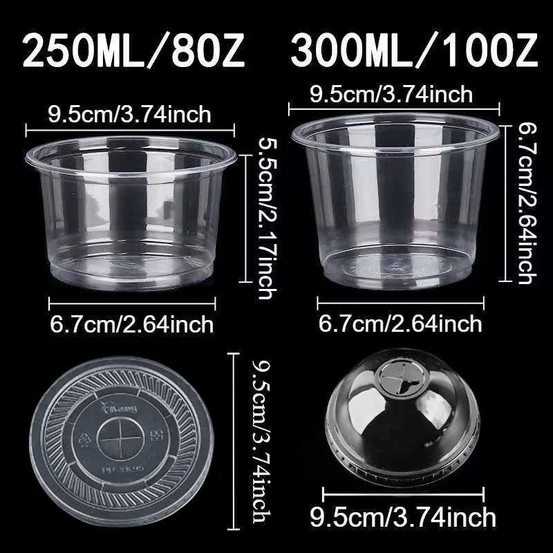50PCS Disposable Pudding Cups Plastic Transparent Dessert Cups with Lids Tiramisu Dessert Cupsfor Baking Party Supplies