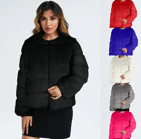 Faux Fur Coat Women Winter Coats Top Fashion Furry Jackets  Elegant Thick Warm Outer Parkas Clothes Fake Fur Woman Jacket