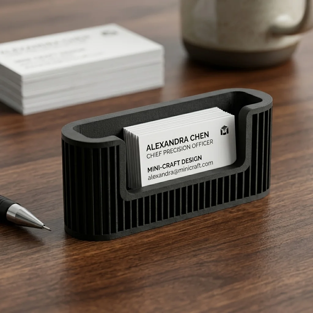 3D Printed Roman Column Business Card Holder & Desktop Organizer - Minimalist Striped Suitable for Office Reception Desk