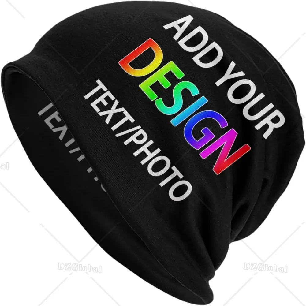 Add Your Own Design Text Photo Custom Personalized Baggy Slouchy Beanie Chemo Hat Cancer Headwear Knitted Hats Scarf Nightcap