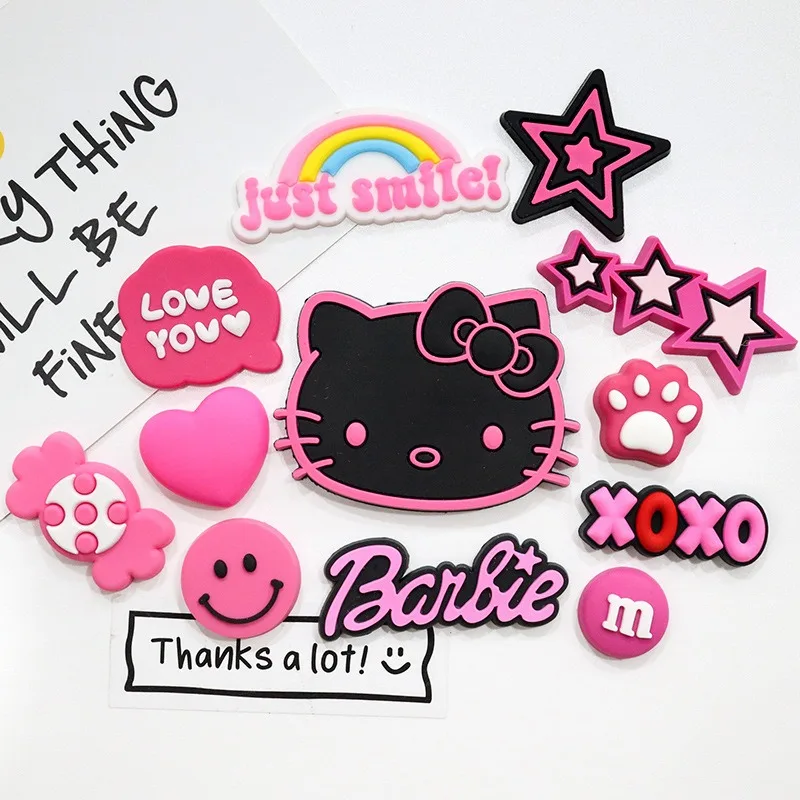 13pcs New Cartoon Sanrio Charming Shoe Accessories Hello Kitty Hole Shoes Buckle Diy Sandals Decoration Removable Girl Gifts