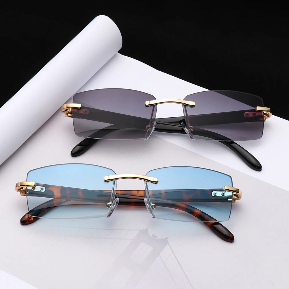 

Men Women Eyewear Gradient Fashion Shades Rimless Rectangle Sunglasses Punk Sunglasses Driving Sun Glasses