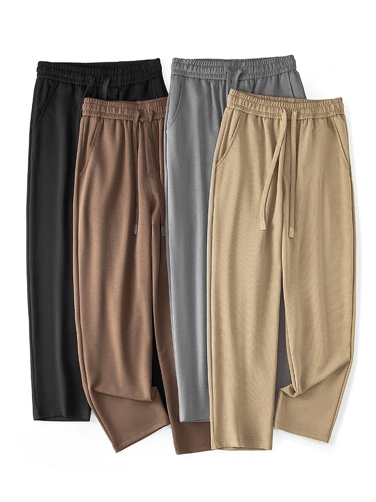 

Spring Summer New Casual Trousers Men's Silk Drape Wide Leg Pants Straight Leg Pants Thin Ice Silk Elastic Air Conditioning P...