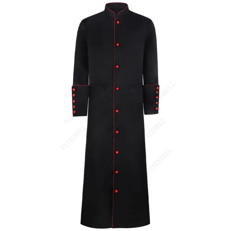 Cosl120 Church Priest Trench Jacket Cassock Clergy Robe Preacher Men Liturgical purity Stand Collar Single Breasted Clerical uni