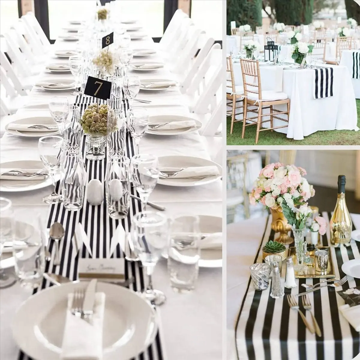 

Lively-20 упаковок скатерти из полиэстера, декор стола, классическая дорожка для стола в черно-белую полоску, современный элегантный дизайн