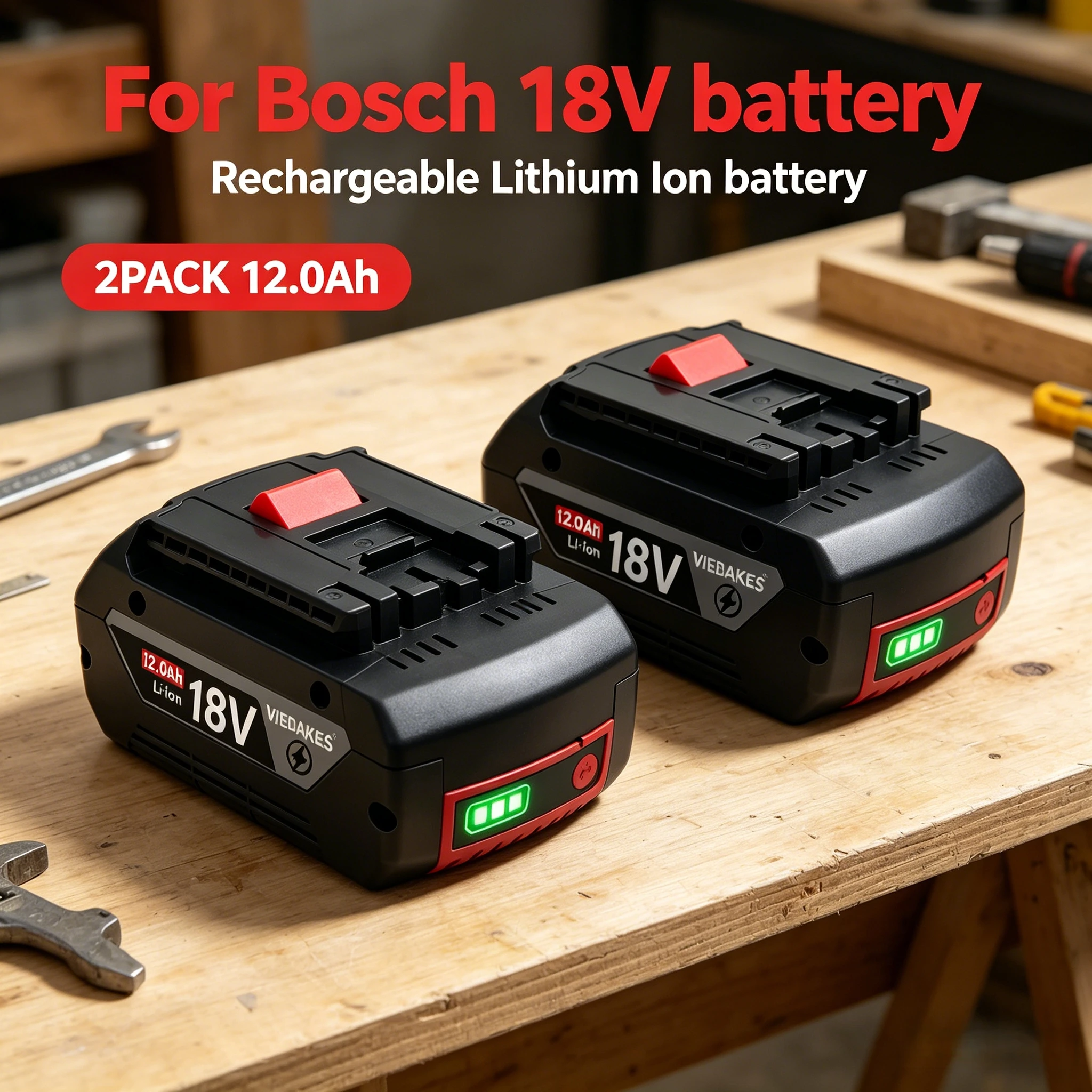 18V 12Ah Lithium Ion Rechargeable Battery For Bosch 18V Battery ProCORE18V Series Replacement Power Tool Battery