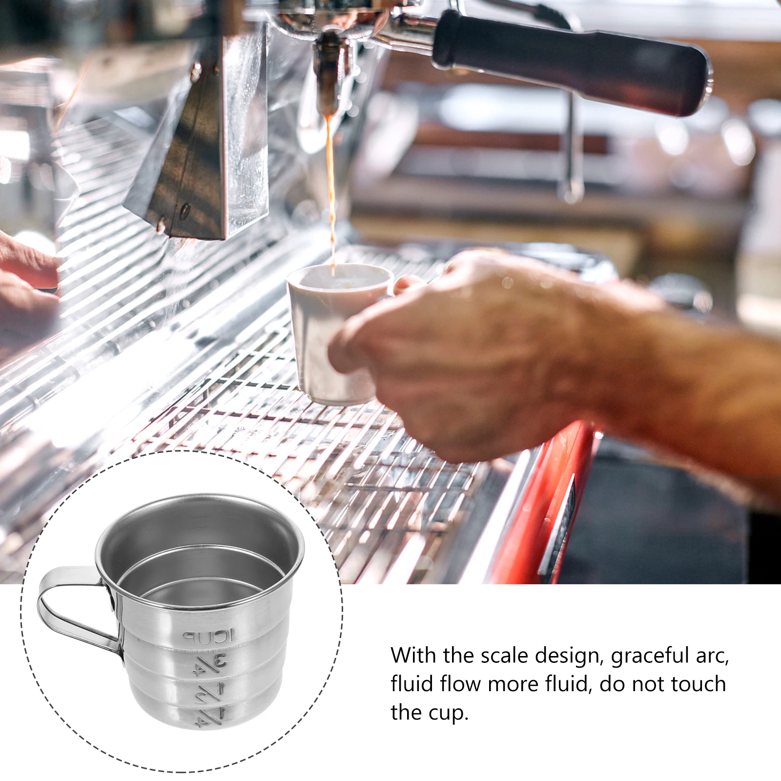 

Coffee Measuring Cup Stainless Steel Compact Light Baking Tool Scale Design Handle Grip Measuring Container Kitchen