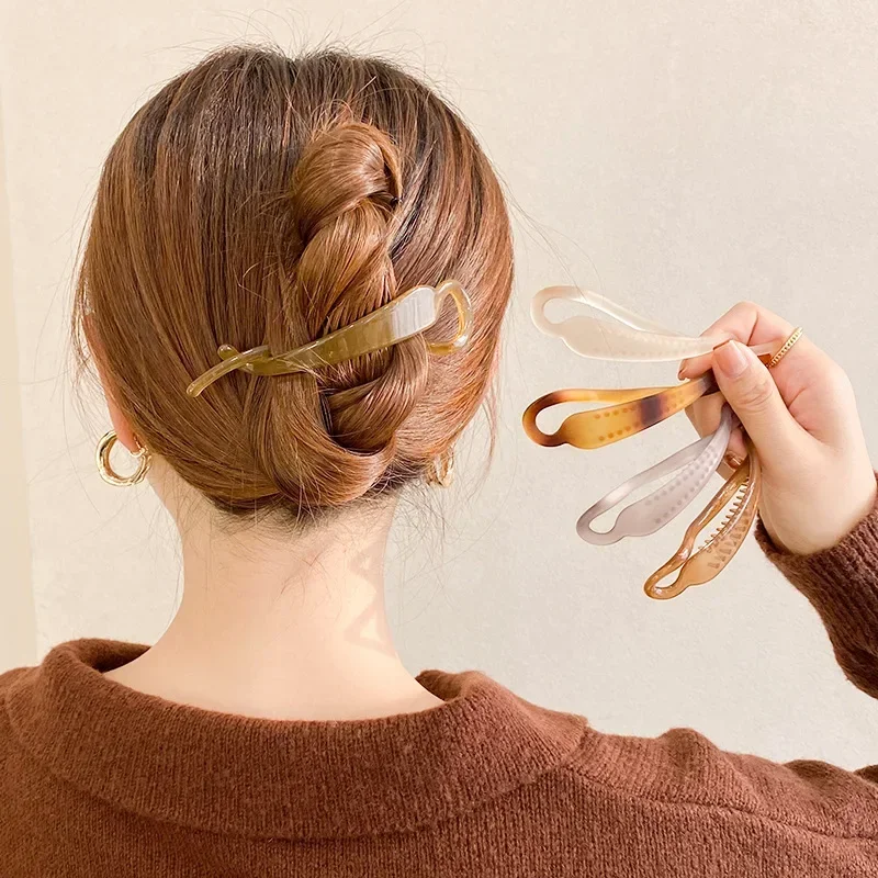 

Women Elegant Ponytail Hairpin Simple Hair Claw Clamp Banana Twist Clip Back Head Hair Braids Clip Girl Headwear Styling Hairpin