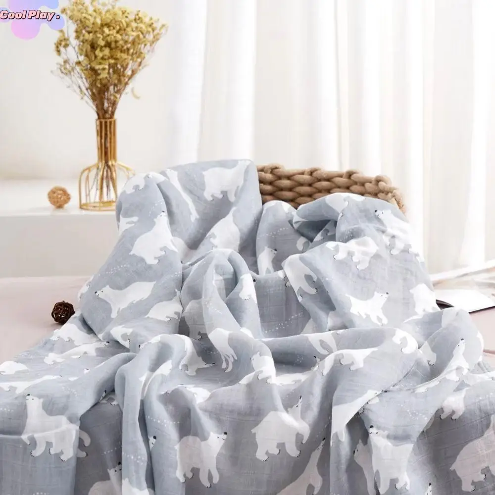 

Мягкое детское пеленальное одеяло с мультяшным принтом, хлопковая детская накидка, спальный мешок, двухслойный гипоаллергенный чехол для детской коляски