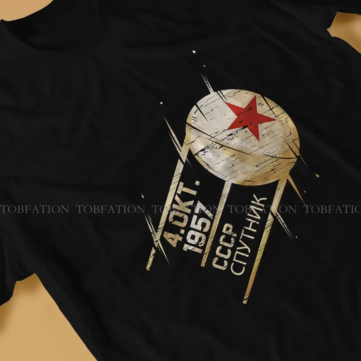 CCCP USSR Russian Soviet Union Sputnik Space Satellite 1957 T Shirt Men\'s Tees Summer 100% Cotton Clothing Crewneck TShirt