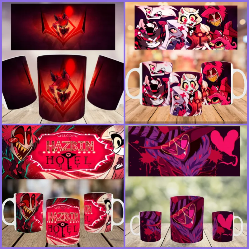 

330Ml Ceramic Mug for Hazbin Hotel Alastor Adam Anime Peripheral Pattern Tea Water Cup Ceramic Breakfast Coffee Cup Present