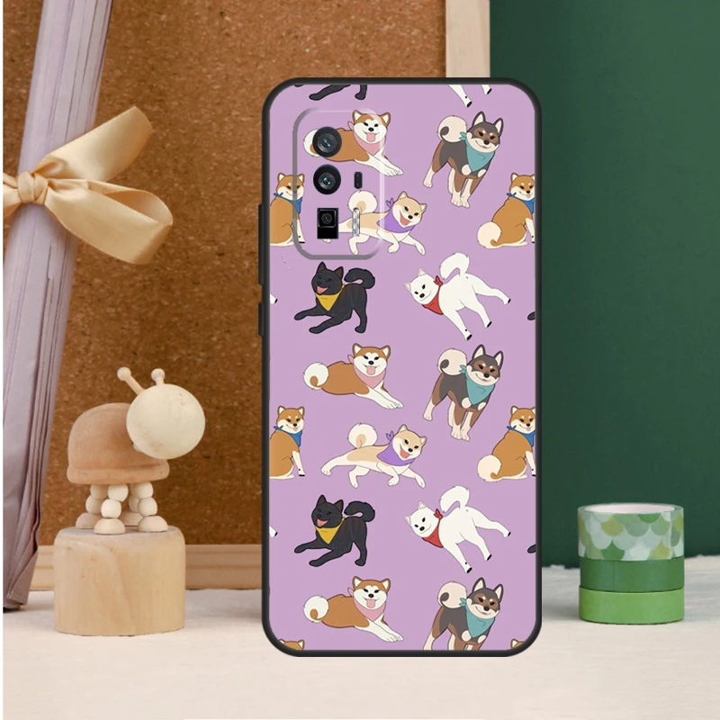 Animal Cartoon Akita Dog Case For POCO X6 Pro X3 X4 X5 M6 Pro F5 F3 M5s Xiaomi 13T Pro 11T 12T 12 13 14 Ultra Cover