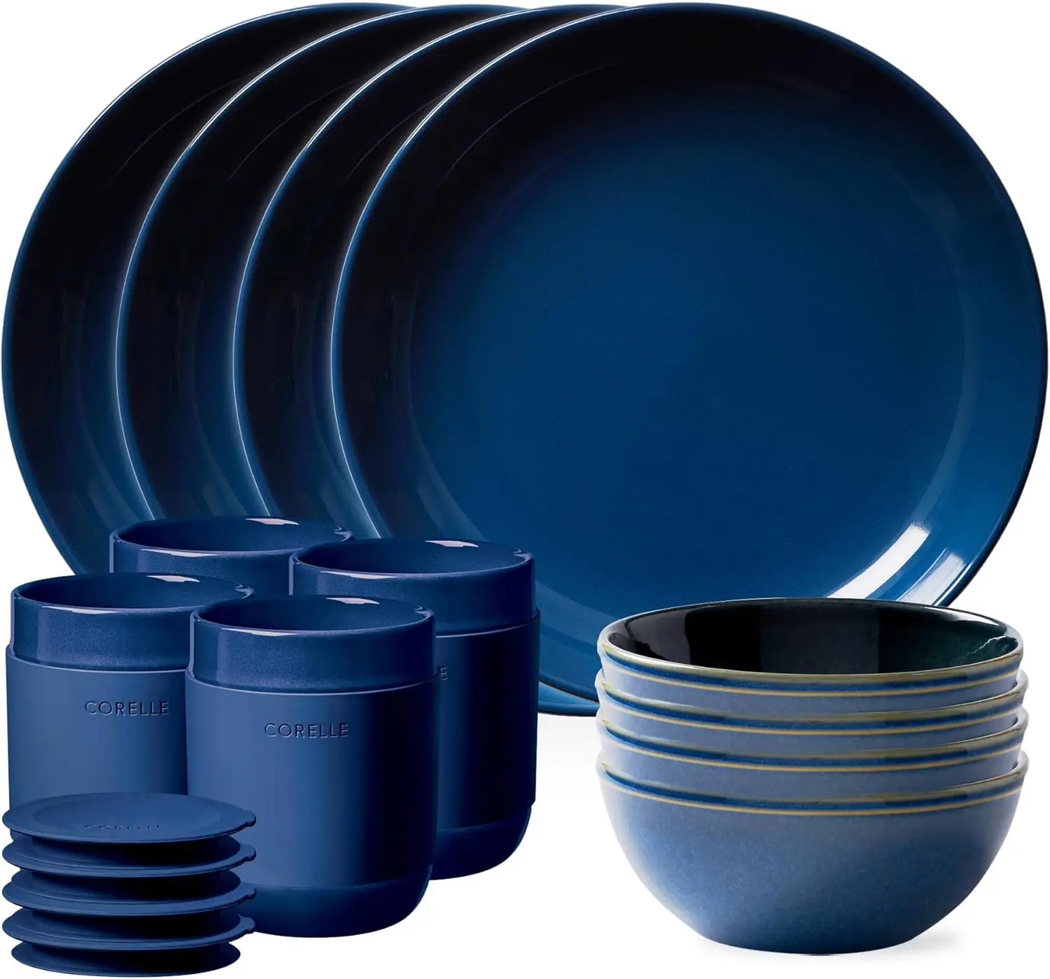 

Stoneware Dinnerware Set, Handmade Reactive & Solid Glazed Ceramic Plates and Bowls, Modern Rustic
