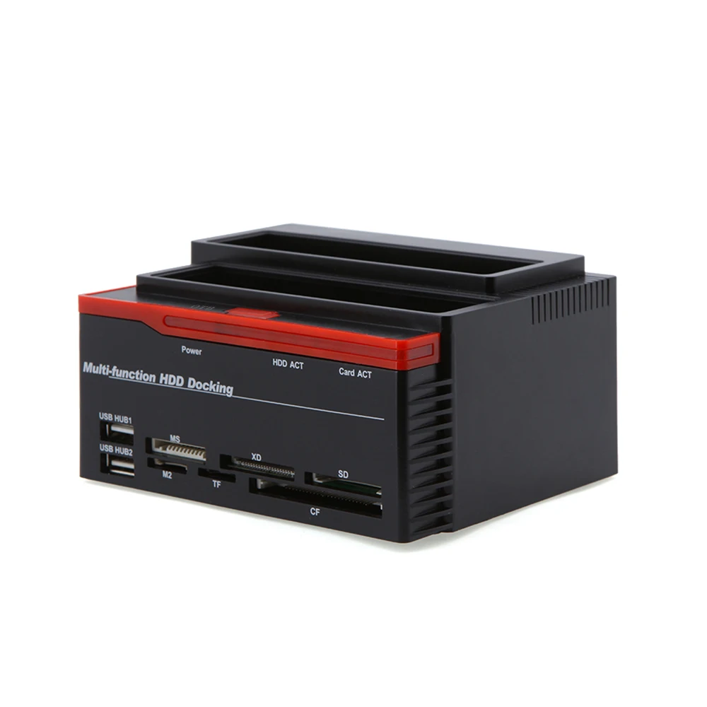 Hard Drive Docking Station USB 2.0 to SATA External HDD with 2-Port Hub, Offline Clone Function for 2.5 Inch & 3.5 Inch HDD SSD