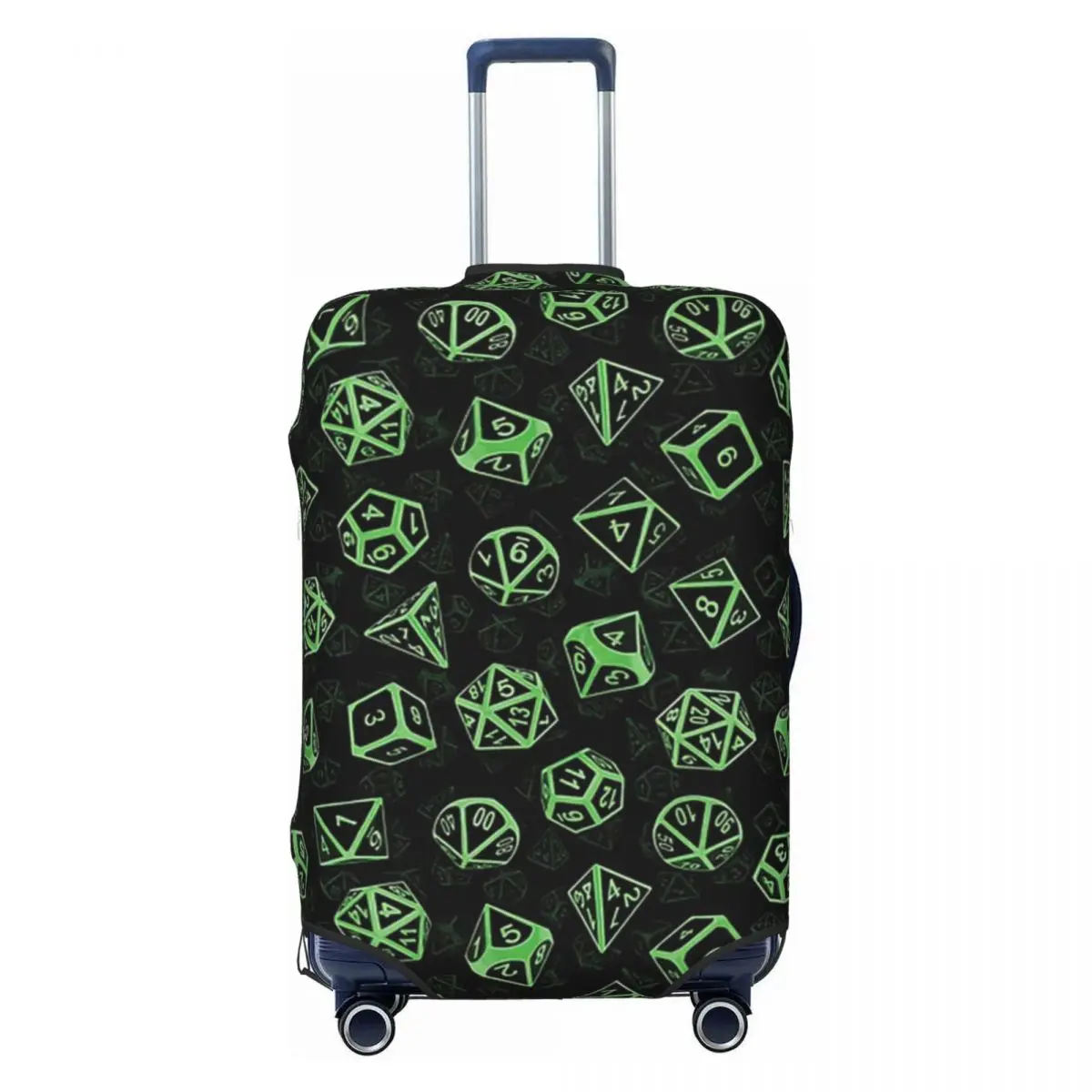 D20 Dice Set Pattern (Green) Print Luggage Protective Dust Covers Elastic Waterproof 18-32inch Suitcase Cover Travel Accessories