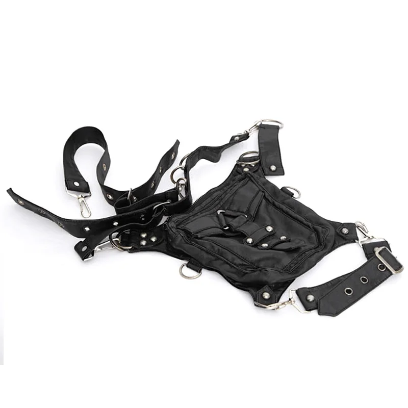 

Black PU Leather Steampunk Handbag Gothic Rock Waist Pack Vintage Punk Shoulder Messenger