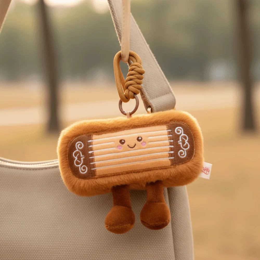 Mochila pingente instrumento simulado chaveiro recheado macio chinês cítara pingente kawaii conforto guzheng pingente presentes