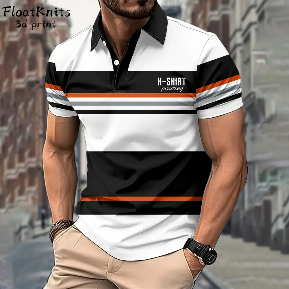 

Business Men's Clothing Lapel Polo Shirts for Men Striped Graphic T Shirts Fashion Short Sleeve Tee Men's T-Shirt Street Tops