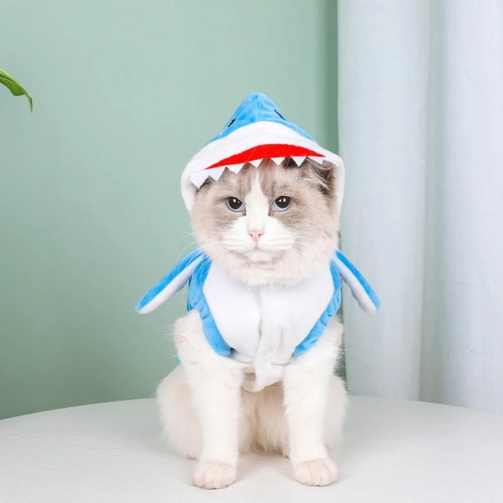

Funny Fleece Pet Shark Cosplay Costume Cute Style Comfortable Dog Cosplay Apparel Thicken Warm Cat Fleece Hoodie Winter Clothes