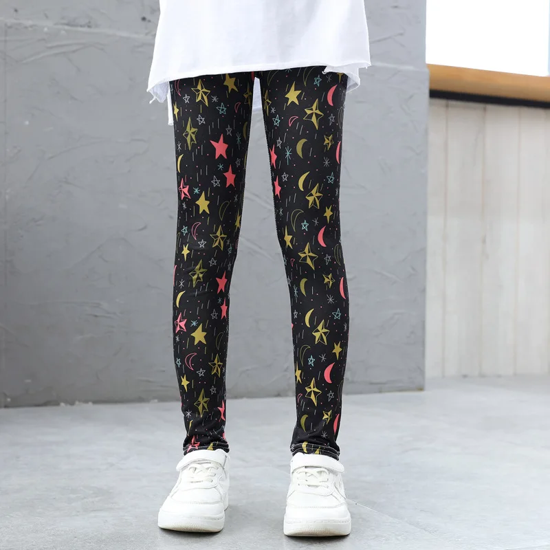 4-13Y Girls Pants Autumn Winter Children Trousers Warm Leggings Thicken Velvet Star Print Kids Pants Baby Girl Keep Warm Legging