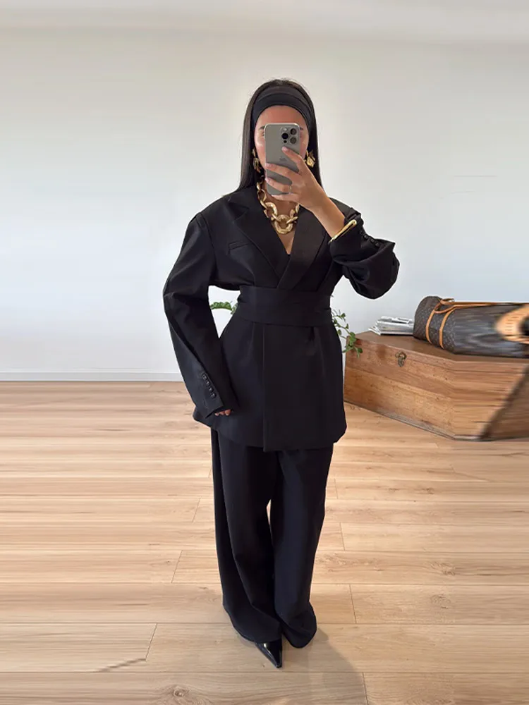 

Элегантный женский пиджак на шнуровке с закрытыми талией и лацканами, однотонные женские куртки с длинными рукавами, весна 2026, шикарная женская уличная верхняя одежда