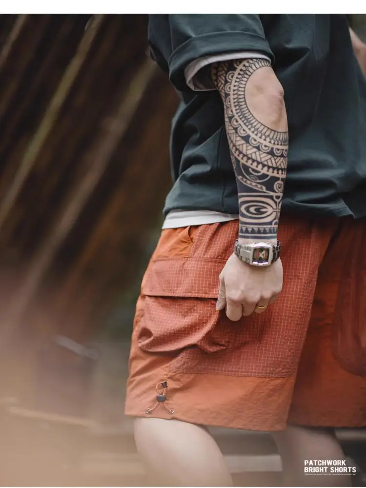 Summer and Autumn American Retro Simple Commuting Casual Loose Nylon Beach Pocket Shorts Pants for Men