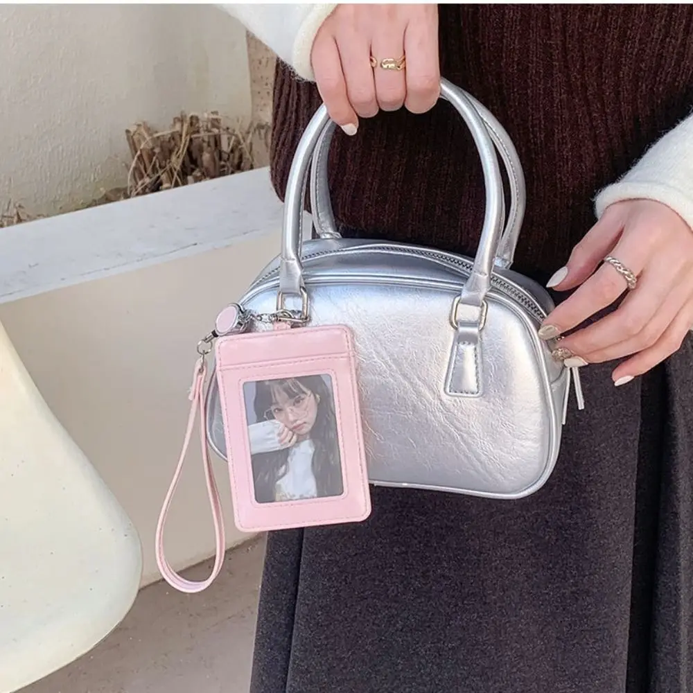 PU Leather Bow Leather Card Holder Retractable Name Tag Work Card Cover Scalable Bowknot Bus ID Holders Bank Credit Card